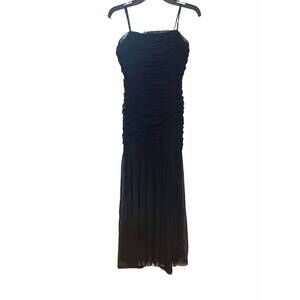 NEW AQUA women's long stretch mesh strapless evening gown in black